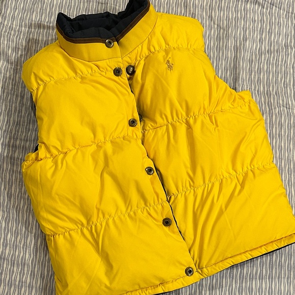 Ralph Lauren Dark Blue Kids Vest Yellow reversible down - Picture 6 of 8